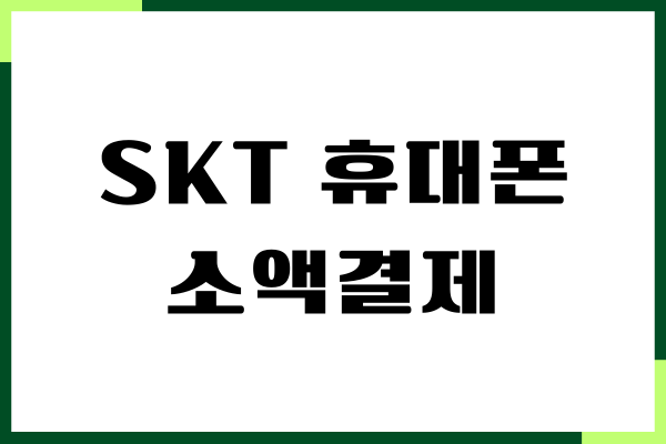 SKT 휴대폰 소액결제 한도 변경 방법, 주의사항