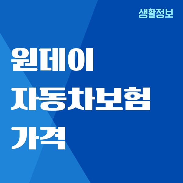 원데이 자동차보험 가격, 보장내용, 보험사비교, 장단점