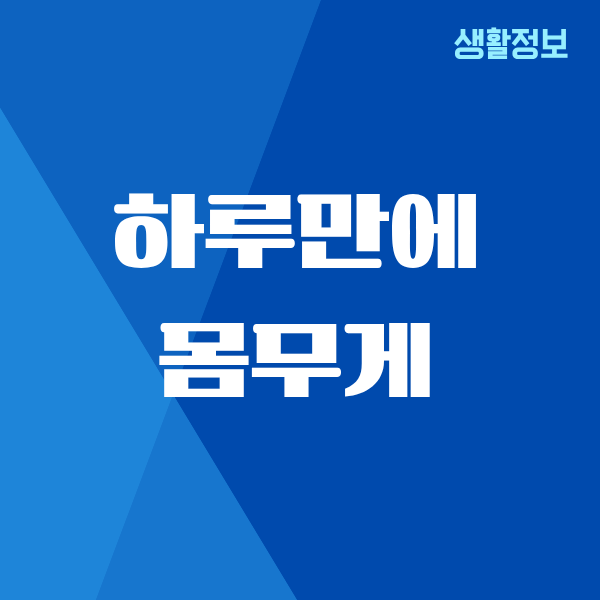 하루만에 몸무게 줄이기, 제가 직접 해봤어요