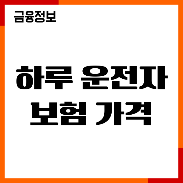 하루 운전자보험 가격, 일일 운전자보험 보장내역, 가입방법